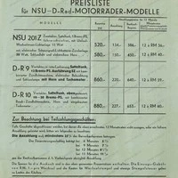 Preisliste D-Rad NSU